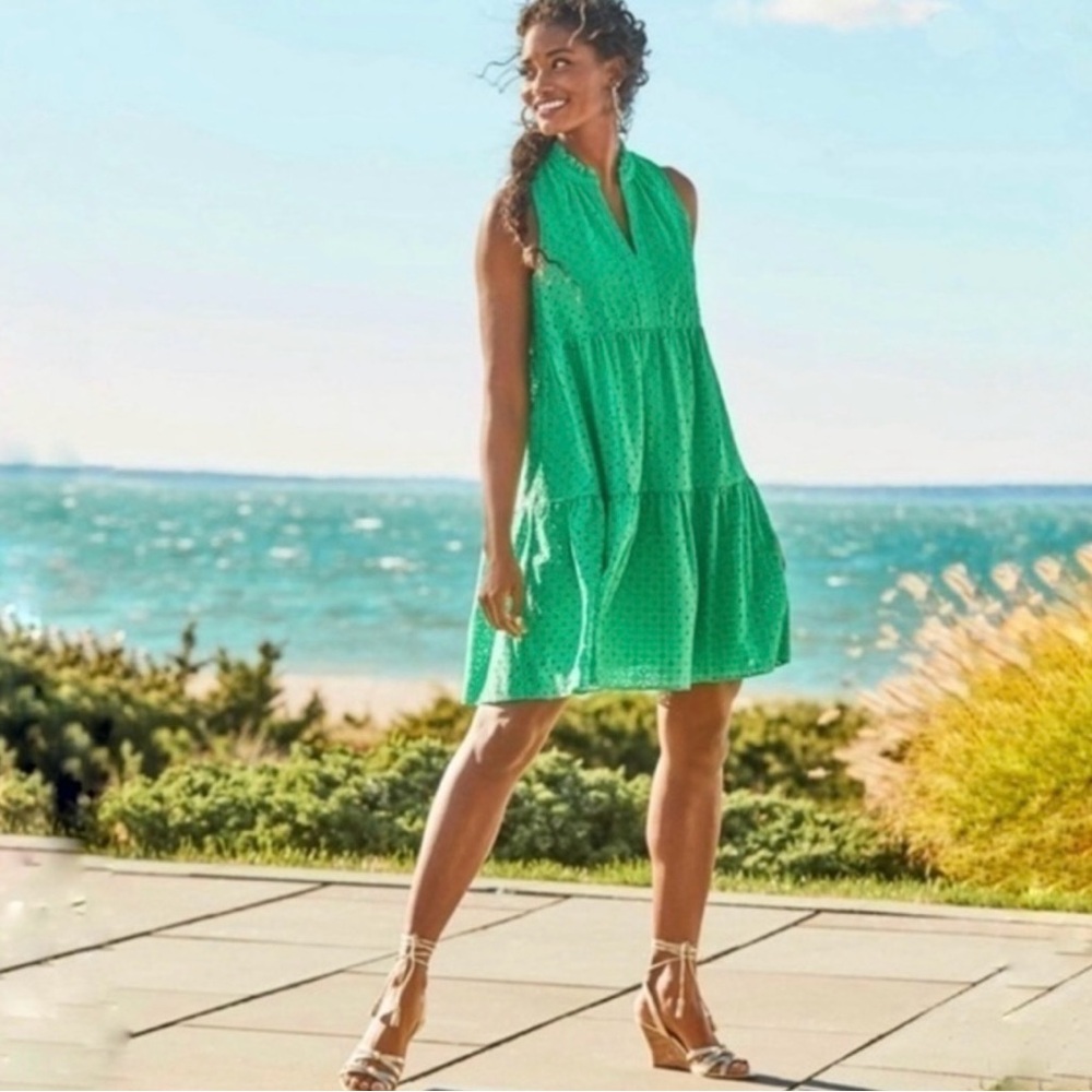 Lilly Pulitzer S Novella Vibrant Green Eyelet Sleeveless Dress
